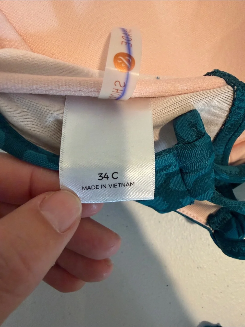SHADE & SHORE Teal Leopard Print Bikini Top size 34C